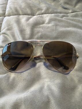 Ray-Ban Gold Frame Aviator Sunglasses with Brown Lenses